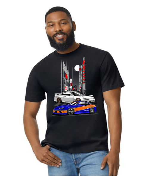 JDM T-Shirt Japanese Modified Automotive Street Drift Drag Race Car Twin Car City 31